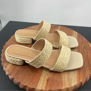 Joie Niki Braided Rafia Slides Sandals Low Heel Natural Beige Womens 8